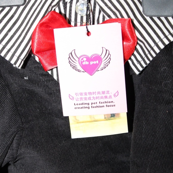 DBpet. Pet tuxedo costume for dogs or cats with a red bow tie. - Picture 6 of 6